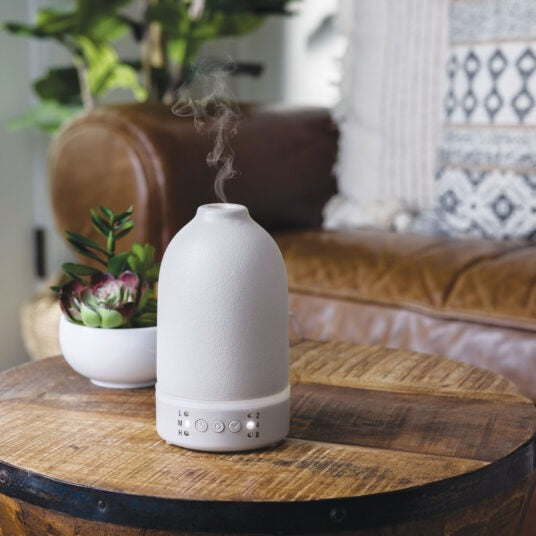 Grey Ceramic with Wood Pedestal Candle & Wax Warmer (CW-CWDPED)