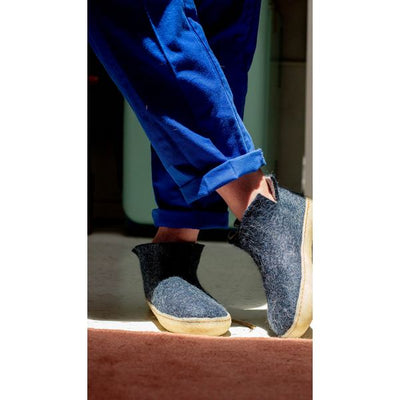 Navy Blue Wool Bootie Slippers | Betterfelt | boogie + birdie