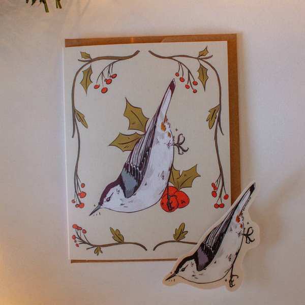 Nuthatch Christmas Card | Brush + Bird Paper Co. | boogie + birdie