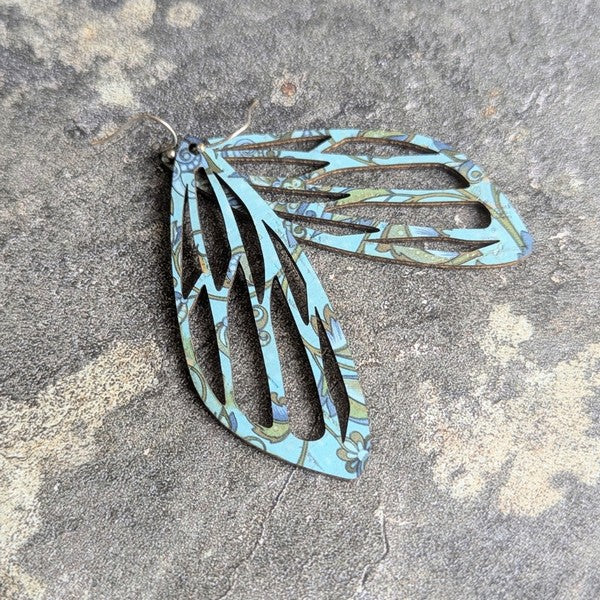 Olive & Teal Floral Moth Wing Earrings | Hello Lovely | boogie + birdie