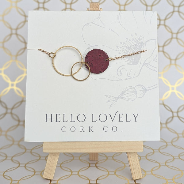 Black & Gold with Red Brass Circle Reversible Necklace (N18-B-C-025.044) | Hello Lovely | boogie + birdie