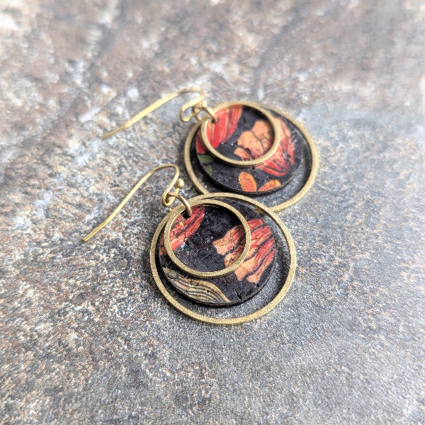 Floral on Black Brass Amaya Earrings | Hello Lovely | boogie + birdie

