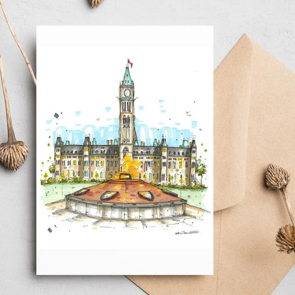 Parliament Hill with Centennial Flame Art Card | Downtown Sketcher | boogie + birdie