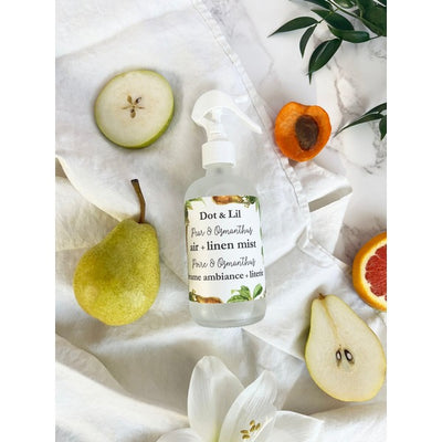 Pear & Osmanthus Linen Spray | Dot & Lil | boogie + birdie