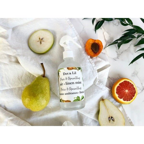 Pear & Osmanthus Linen Spray | Dot & Lil | boogie + birdie
