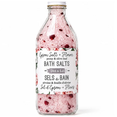 Peony & Olive Leaf Bath Salt Bottle | Dot & Lil | boogie + birdie