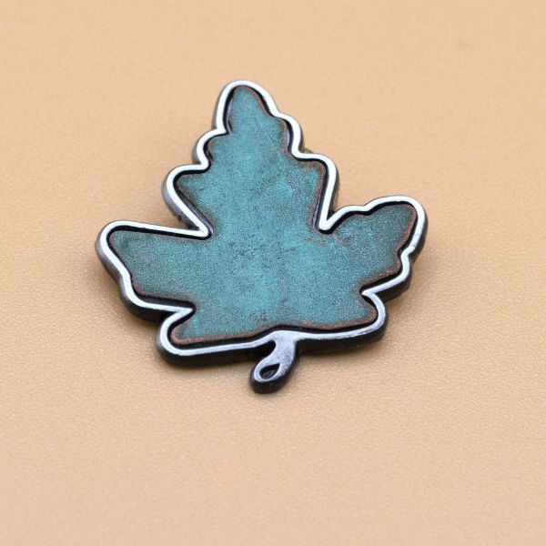 Pewter and Copper Maple Leaf Brooch