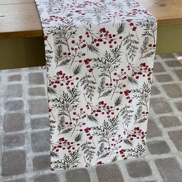 Pine & Berry Cotton Table Runner | Mahogany | boogie + birdie

