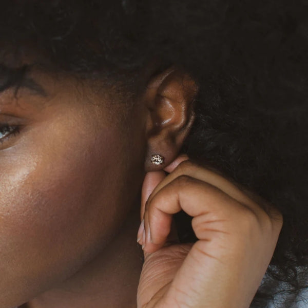 Gold Raw Quartz Stud Earrings | Open Fire Jewellery | boogie + birdie