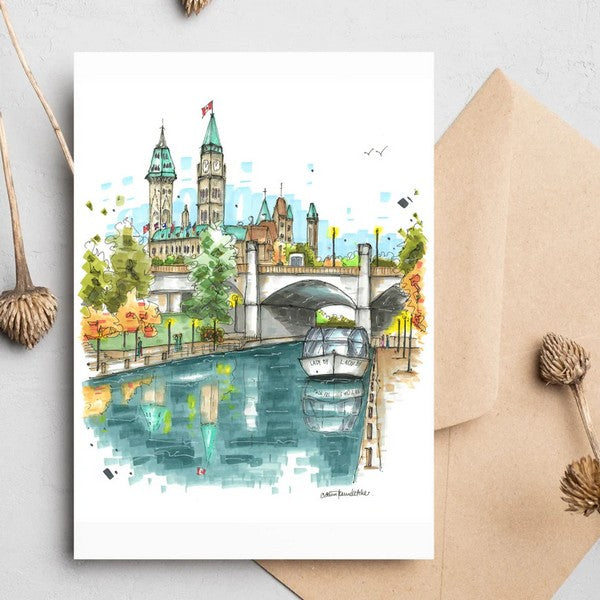 Rideau Canal & the Parliament Building Art Card | Downtown Sketcher | boogie + birdie