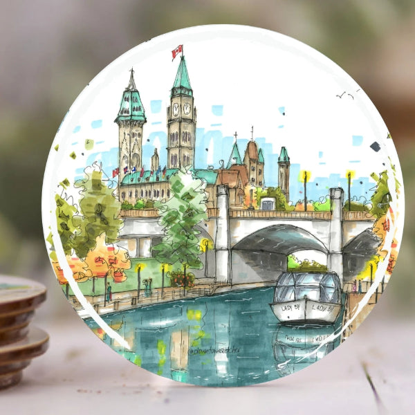  Rideau Canal and Parliament Buildings Coaster | Downtown Sketcher | boogie + birdie