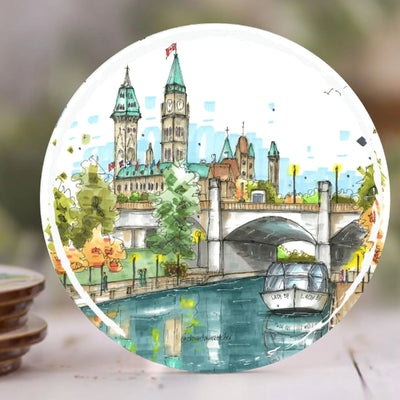 Rideau Canal and Parliament Buildings Coaster | Downtown Sketcher | boogie + birdie
