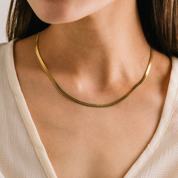 Gold Sasha Herringbone Waterproof Necklace | Lover’s Tempo | boogie + birdie