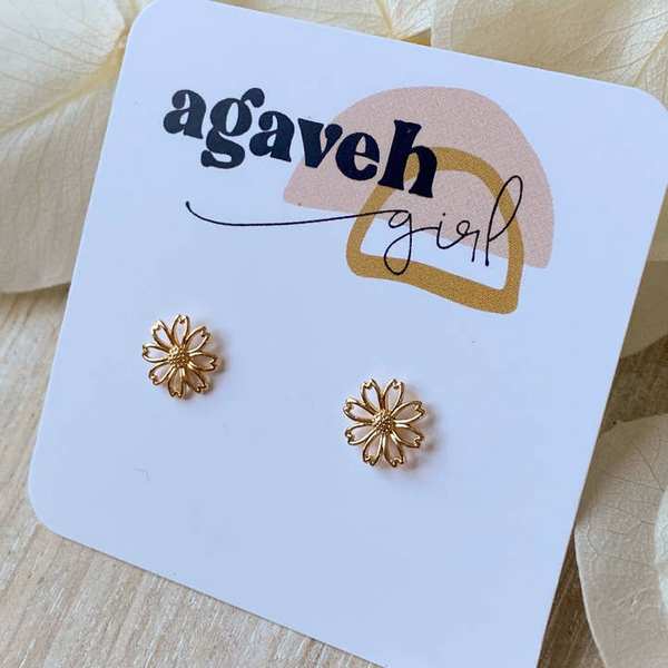 Gold Scarlet Stud Earrings (SCA-STU-20) | Agaveh Girl | boogie + birdie