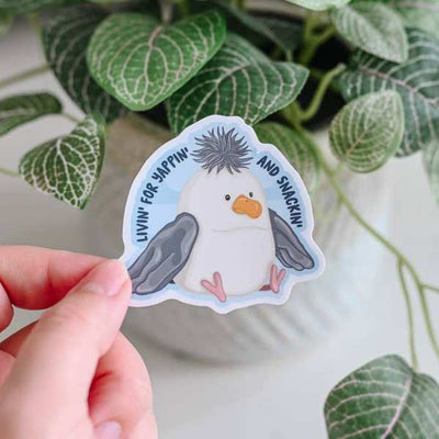 Yappin' and Snackin' Seagull Vinyl Sticker | Simple Whimsy | boogie + birdie