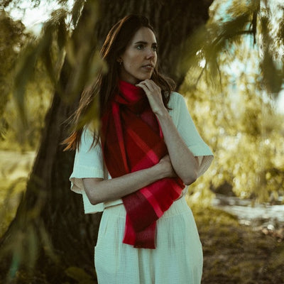 Sangria Plaid Seamless Scarf (AS77) | Pokoloko | boogie + birdie