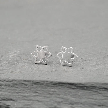 Silver Mandala Stud Earrings