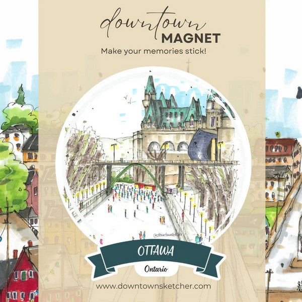 Skating the Rideau Canal Magnet | Downtown Sketcher | boogie + birdie