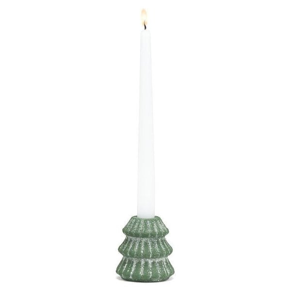 Snowy Evergreen Tree Taper Candle Holder | Holiday | boogie + birdie