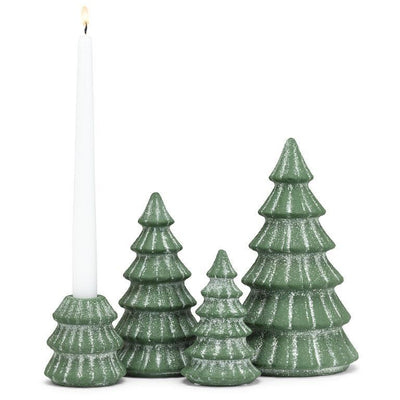 Snowy Evergreen Tree Taper Candle Holder | Holiday | boogie + birdie