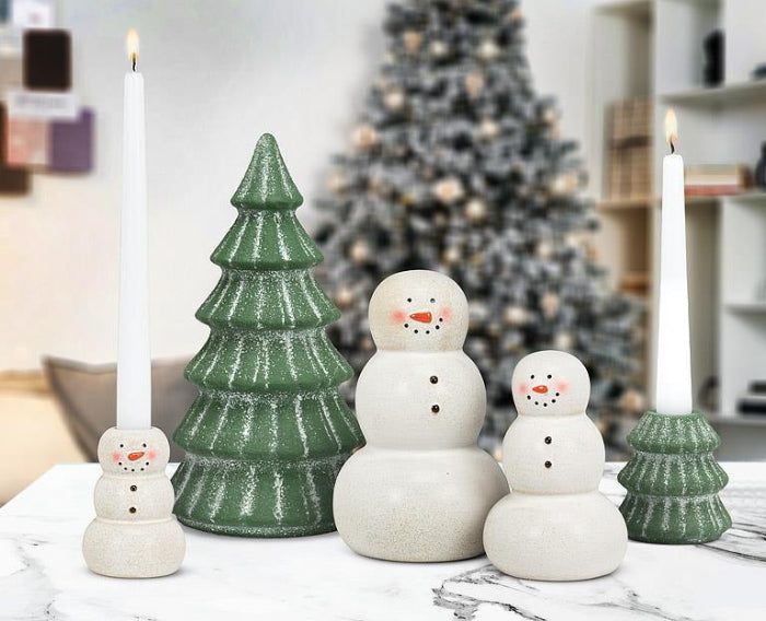 Snowy Evergreen Tree Taper Candle Holder | Holiday | boogie + birdie