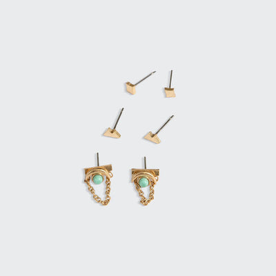 Gold Mountain Turquoise Stud Trio Earrings (JQ001) | Scout | boogie + birdie