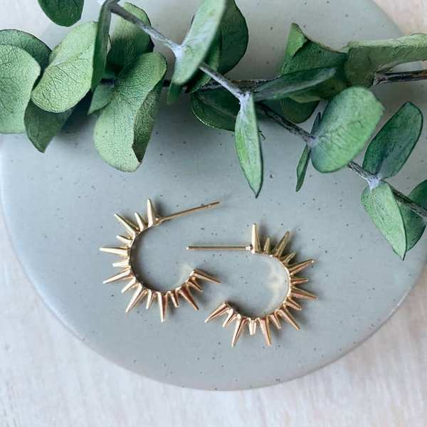Gold Sun Burst Hoops (SUN-GOI-25) | Agaveh Girl | boogie + birdie
