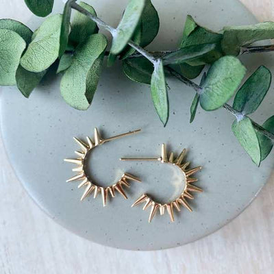 Gold Sun Burst Hoops (SUN-GOI-25) | Agaveh Girl | boogie + birdie