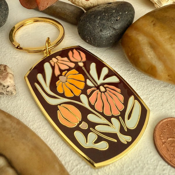 Thalia Floral Enamel Keychain (KC25THALIA) | Pika & Bear | boogie + birdie