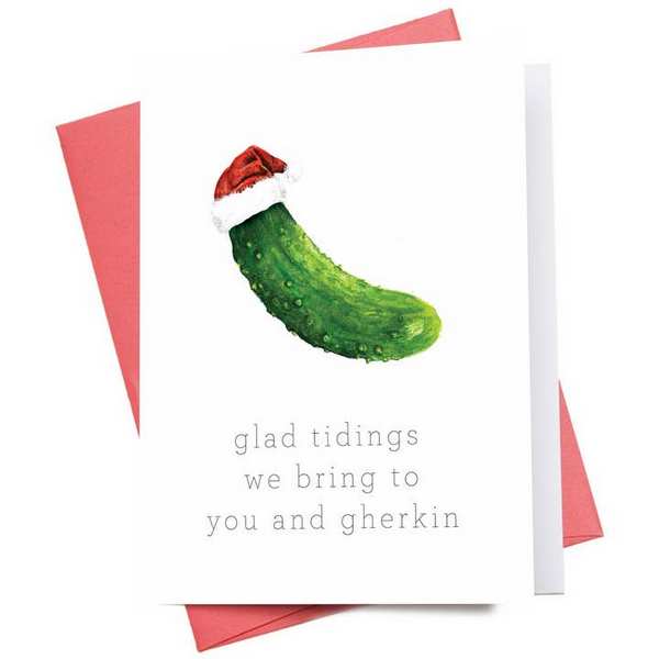 Glad Tidings Gerkin Christmas Card | Inkwell Cards | boogie + birdie