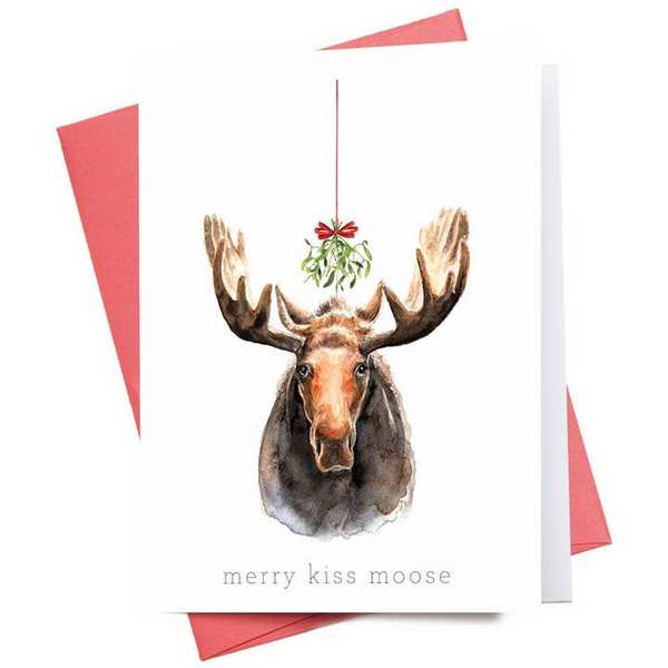 Merry Kiss Moose Christmas Card | Inkwell Cards | boogie + birdie