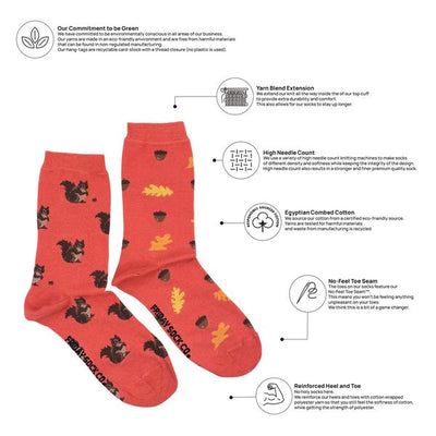 Women's Squirrel, Acorn & Leaf Socks | Friday Sock Co. | boogie + birdie