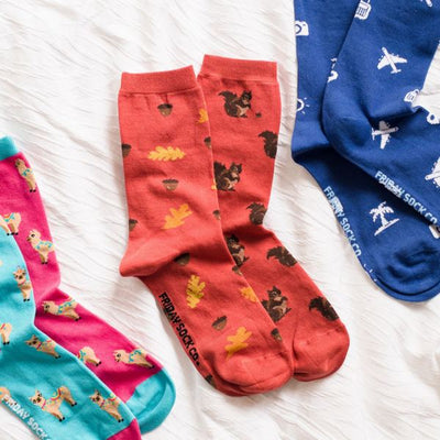 Women's Squirrel, Acorn & Leaf Socks | Friday Sock Co. | boogie + birdie