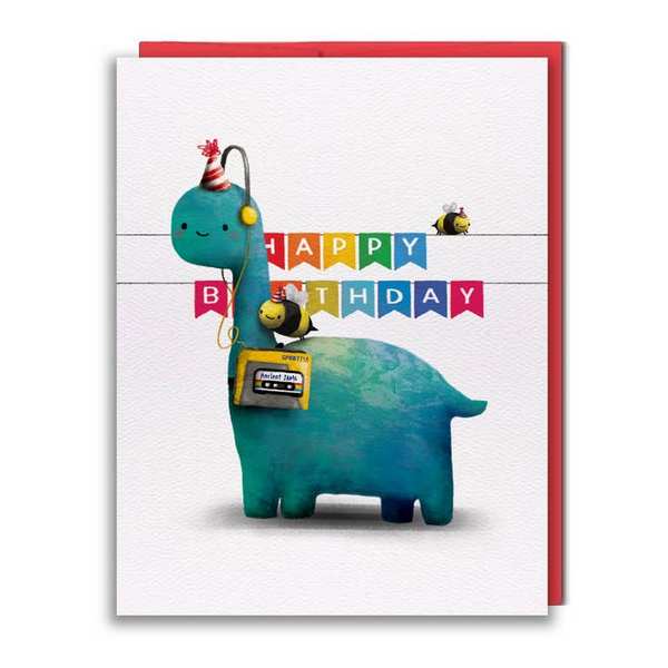 Walkman Dinsoaur Birthday Card (HB018) | studio vcky | boogie + birdie