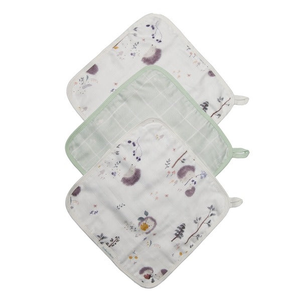 Muslin Hedgehogs Washcloth Set of 3 | Loulou Lollipop | boogie + birdie