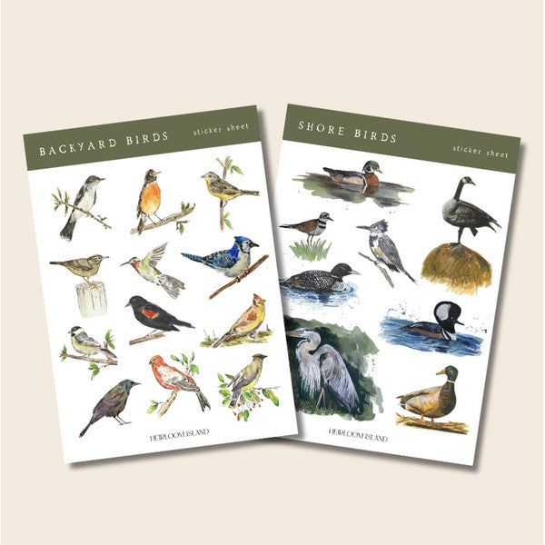 Backyard Birds Sticker Sheet | Heirloom Island | boogie + birdie