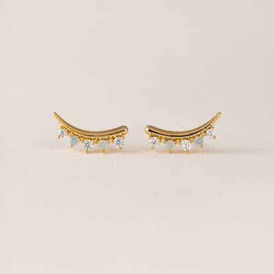 Gold Dewdrop White Opal Climber Earrings (!FA25003-WHT) | Lover's Tempo | boogie + birdie