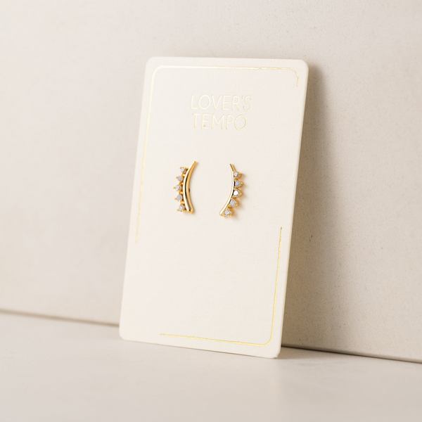 Gold Dewdrop White Opal Climber Earrings (!FA25003-WHT) | Lover's Tempo | boogie + birdie
