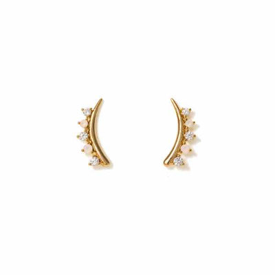 Gold Dewdrop White Opal Climber Earrings (!FA25003-WHT) | Lover's Tempo | boogie + birdie