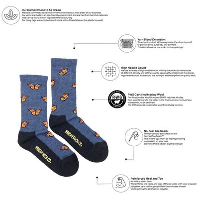 Women's Butterfly Merino Wool Socks | Friday Sock Co. | boogie + birdie