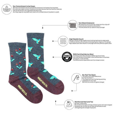 Women's Hummingbird Merino Wool Socks | Friday Sock Co. | boogie + birdie