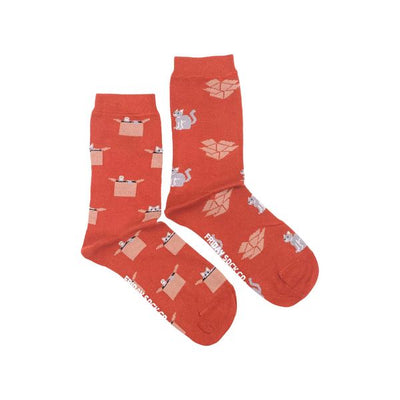 Women's Orange Cat & Box Socks | Friday Sock Co. | boogie + birdie