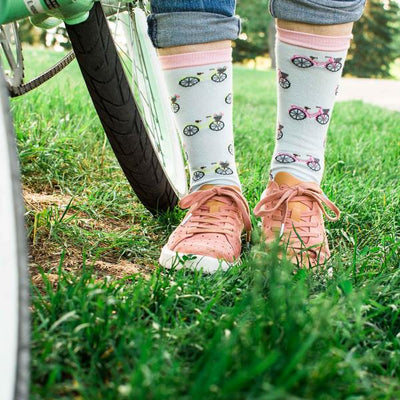 Women's Pink & Yellow Bicycle Socks | Friday Sock Co. | boogie + birdie