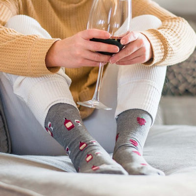 Women's Red Wine & Grapes Socks | Friday Sock Co. | boogie + birdie