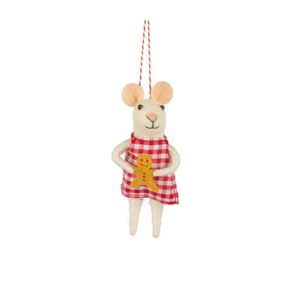 Mouse with Gingerbreadman Felt Ornament | Holiday Decor | boogie + birdie