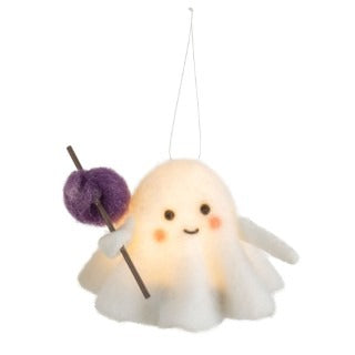 LED Ghost with Purple Sack Felt Ornament (A13680) | Holiday Decor | boogie + birdie