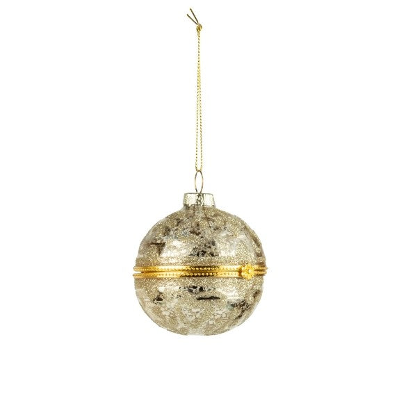 Round Hinged Antique Gold Glass Ornament | Holiday | boogie + birdie