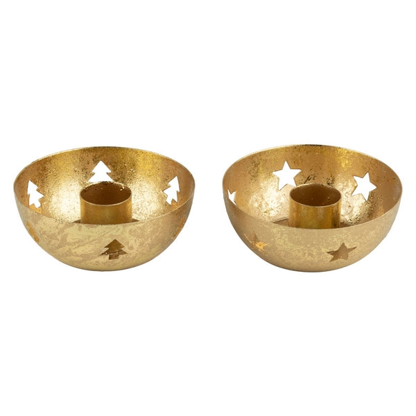 Gold Tree & Star Taper Candle Holders | Set of 2 | Holiday | boogie + birdie