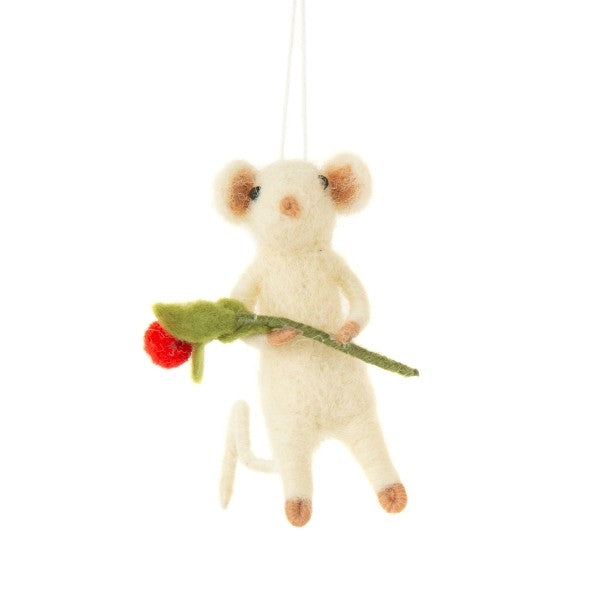 Mouse with Berry Branch Felt Ornament | Holiday Decor | boogie + birdie