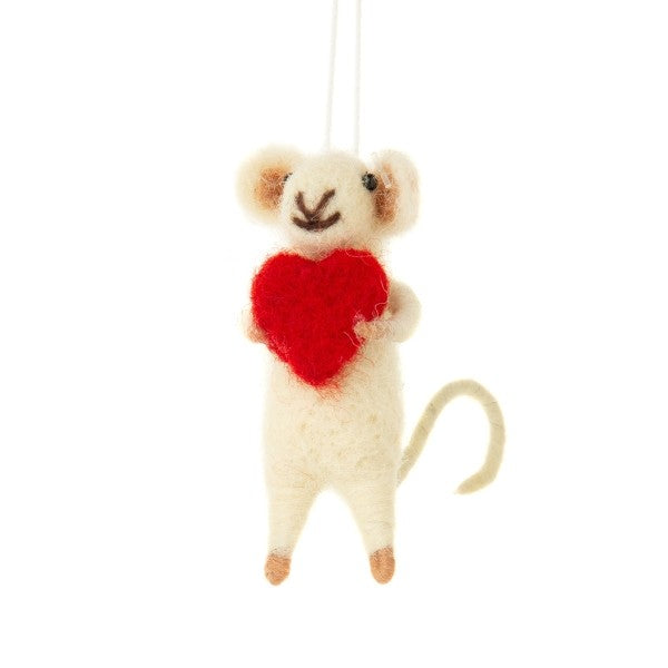 Mouse with Heart Felt Ornament | Holiday Decor | boogie + birdie